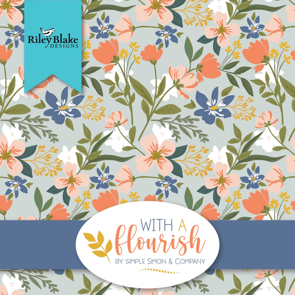 With A Flourish Layer Cake Precut 10-inch squares by Simple Simon and Company for Riley Blake Designs