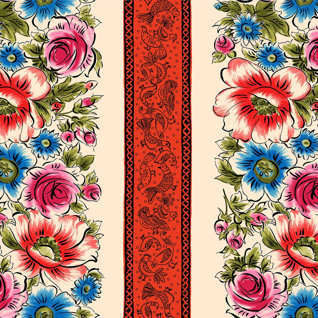 Curio Cabinet Cream Border Stripe 10132M-E