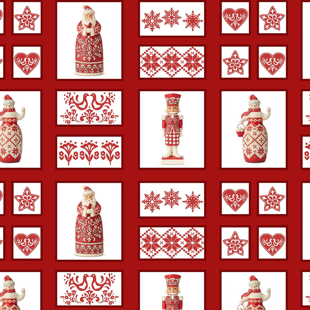 Nordic Noel Red Christmas Nordic Patchwork by Jim Shore for Benartex