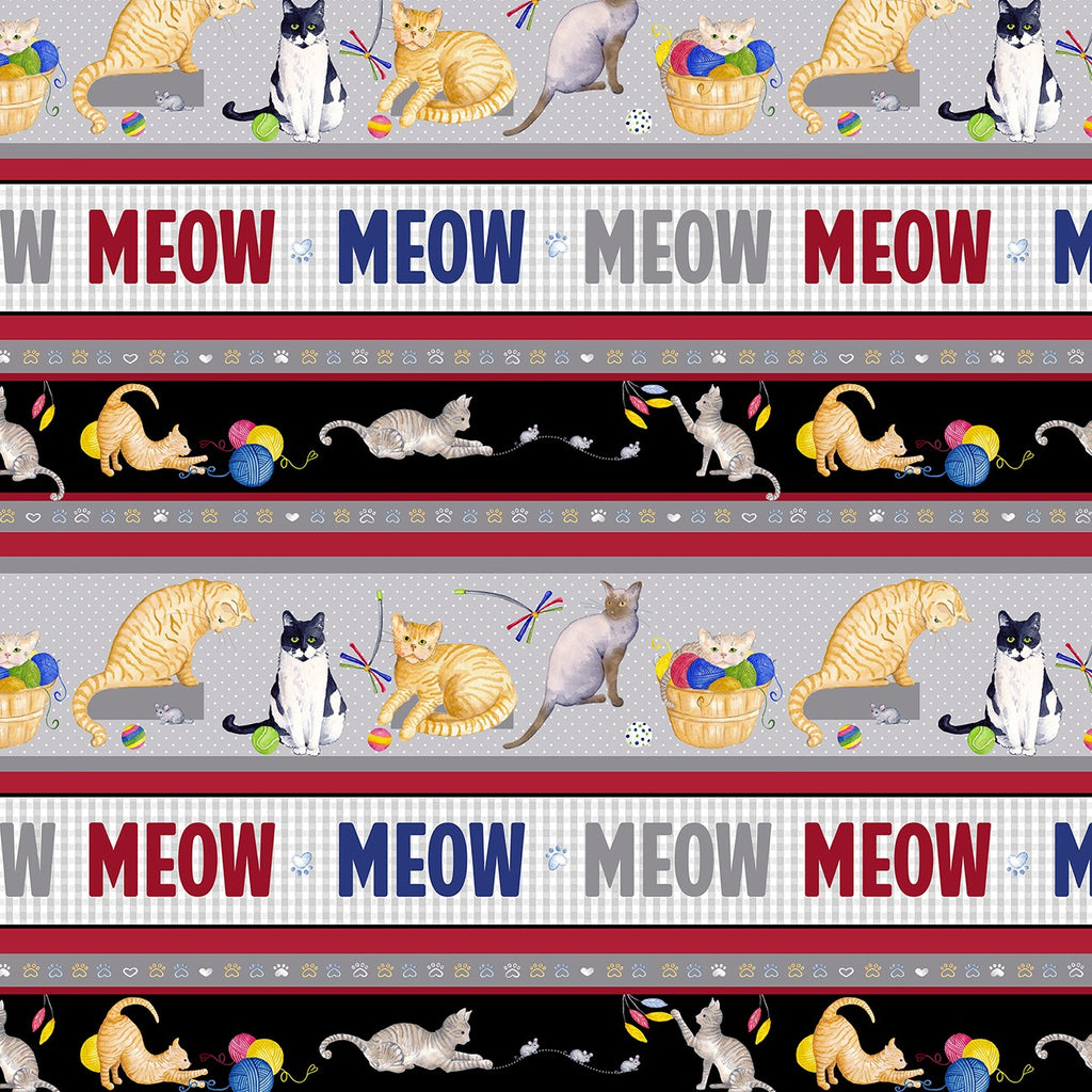 Kitty City Stripe by Andi Metz for Kanvas by Benartex 12466B-99