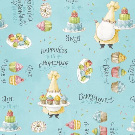 Sweet Little Pleasures Teal Words All Over by Lisa Audit for Wilmington Prints 17828-494