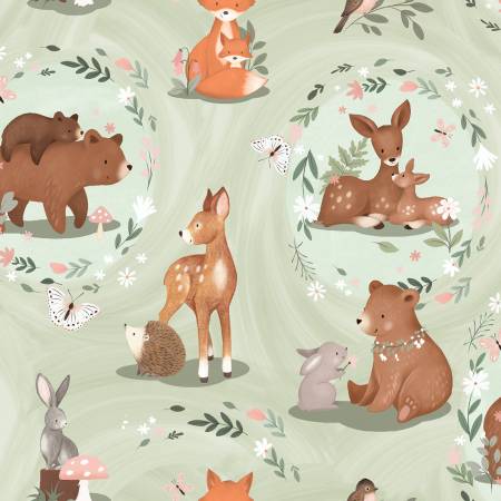 Baby In Bloom Green Picture Perfect Flannel by Jo Taylor for 3 Wishes 21673-GRN