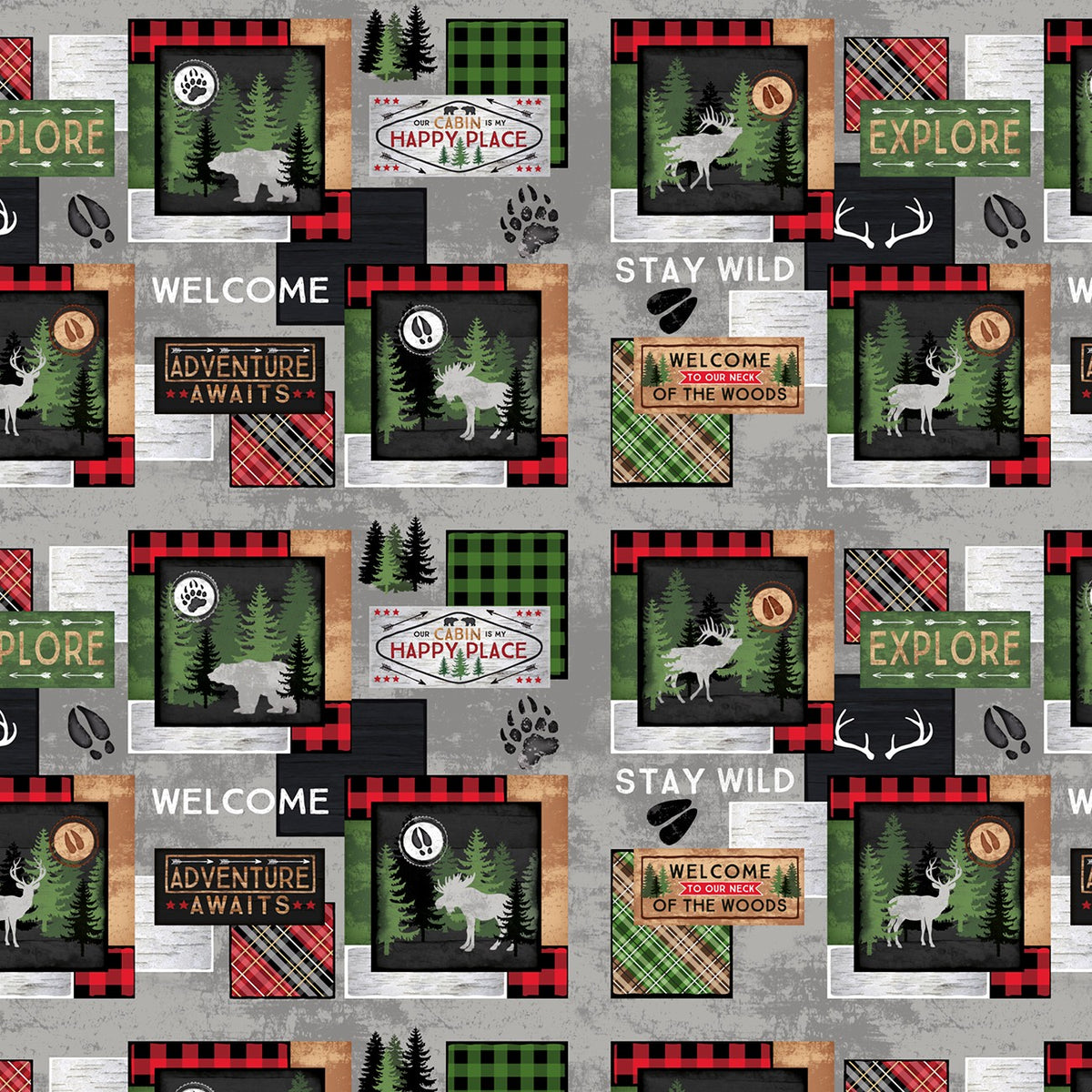 Cabin Welcome Sampler Flannel by Jennifer Pugh for Wilmington Prints ...