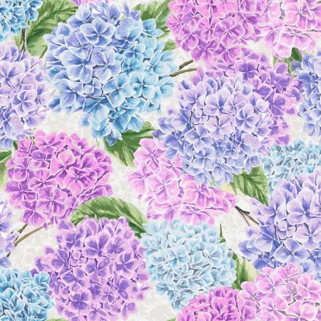 Summer Bliss Nantucket Hydrangeas in Bloom Wideback by Whistler Studios for Windham Fabrics 53711W-1