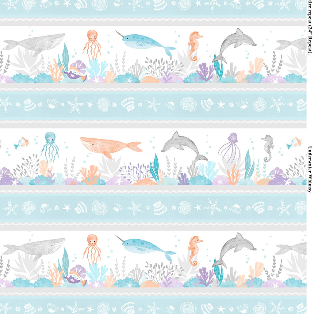 Underwater Whimsy Repeating Stripe by Jo Taylor for Wilmington Prints 75502-148