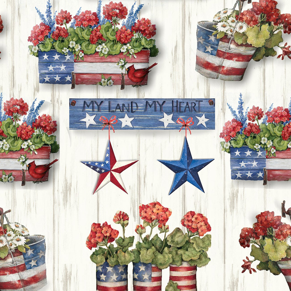 Patriotic Geranium Flower Box by Susan Winget for Springs Creative SPR75825-1600715