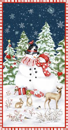 Bundle Up Winter Snowman Panel by Barb Tourtillotte for Henry Glass 824P-78