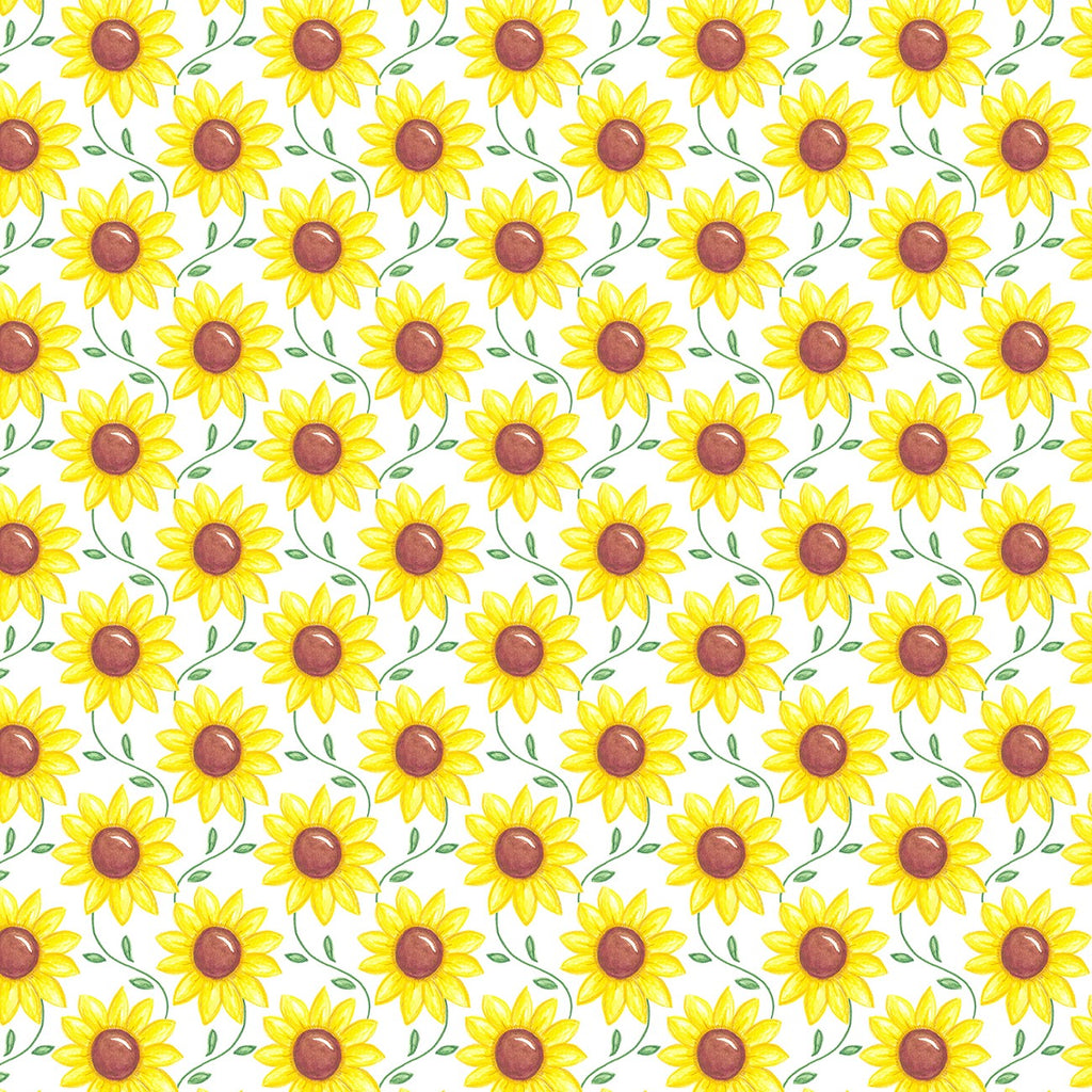 Rise 'n Shine White Scrolling Sunflowers by Andi Metz for KANVAS 9906B-09