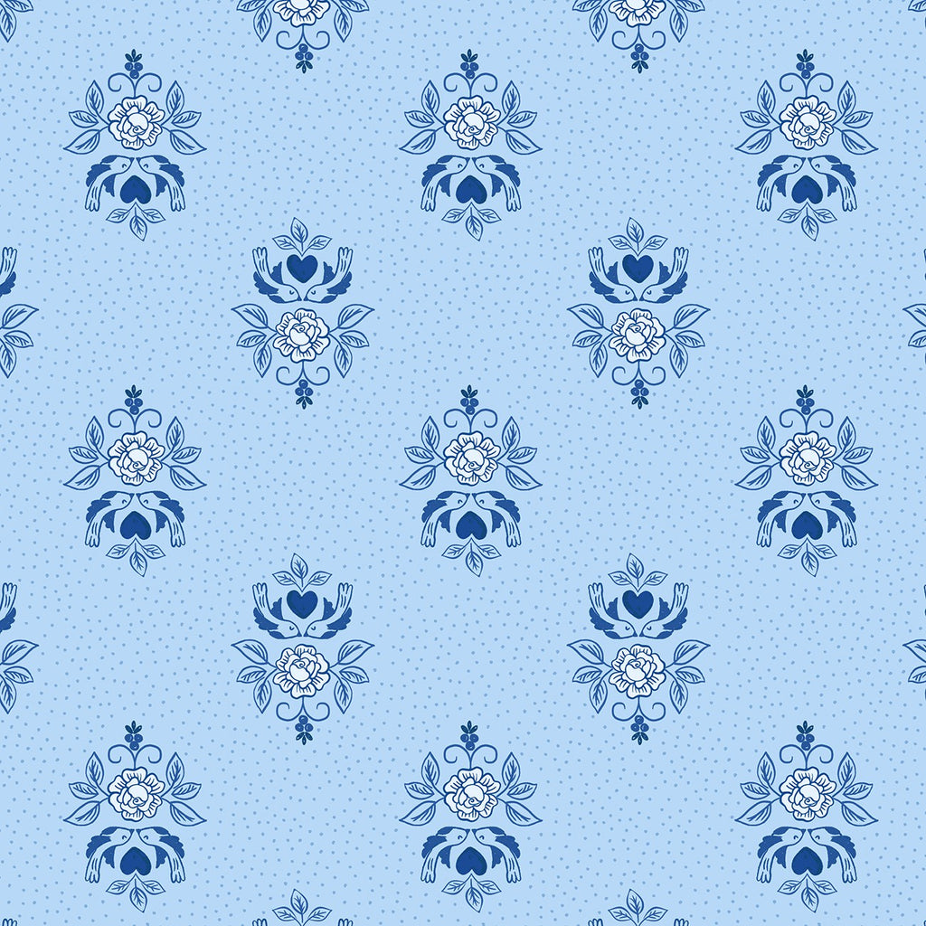 Tea Time China Blue Little Bird Roses from Lewis and Irene A425-2