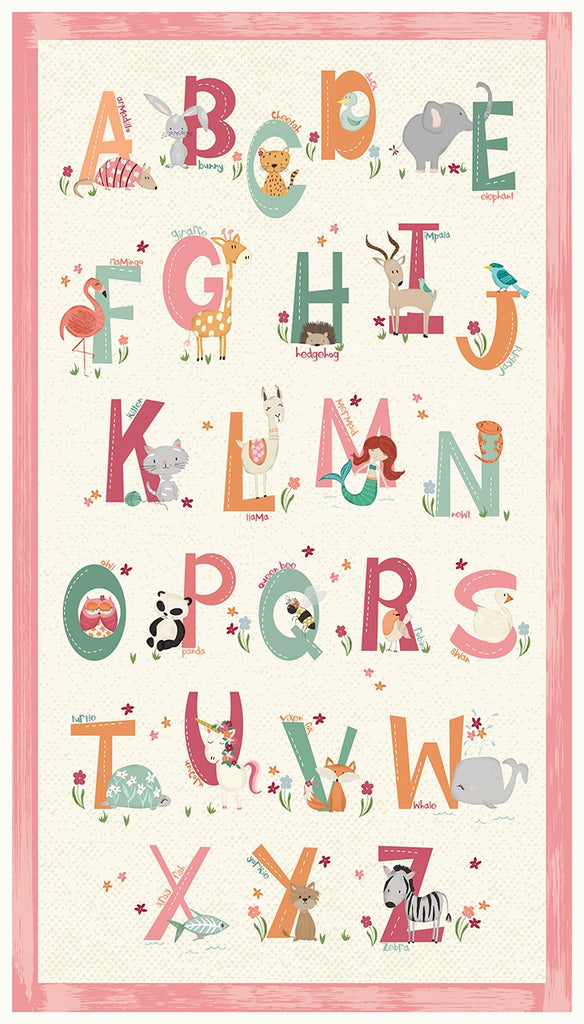 Animal Alphabet Pink Animal Panel by Deane Beesley for P and B Textiles ANIA04464-P