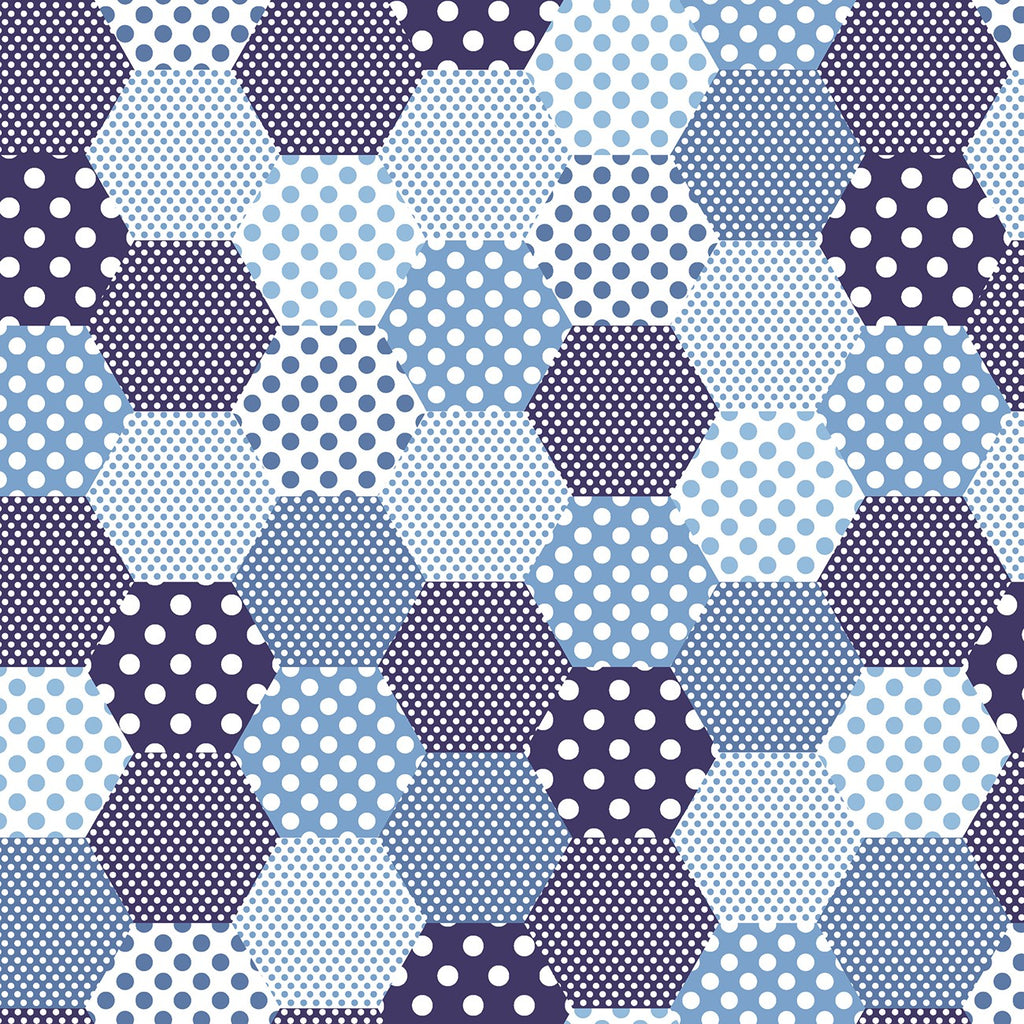 Set Sail America Hexi Cheater Quilt Print Blue by Lindsay Wilkes for Riley Blake Designs C10511R-BLUE