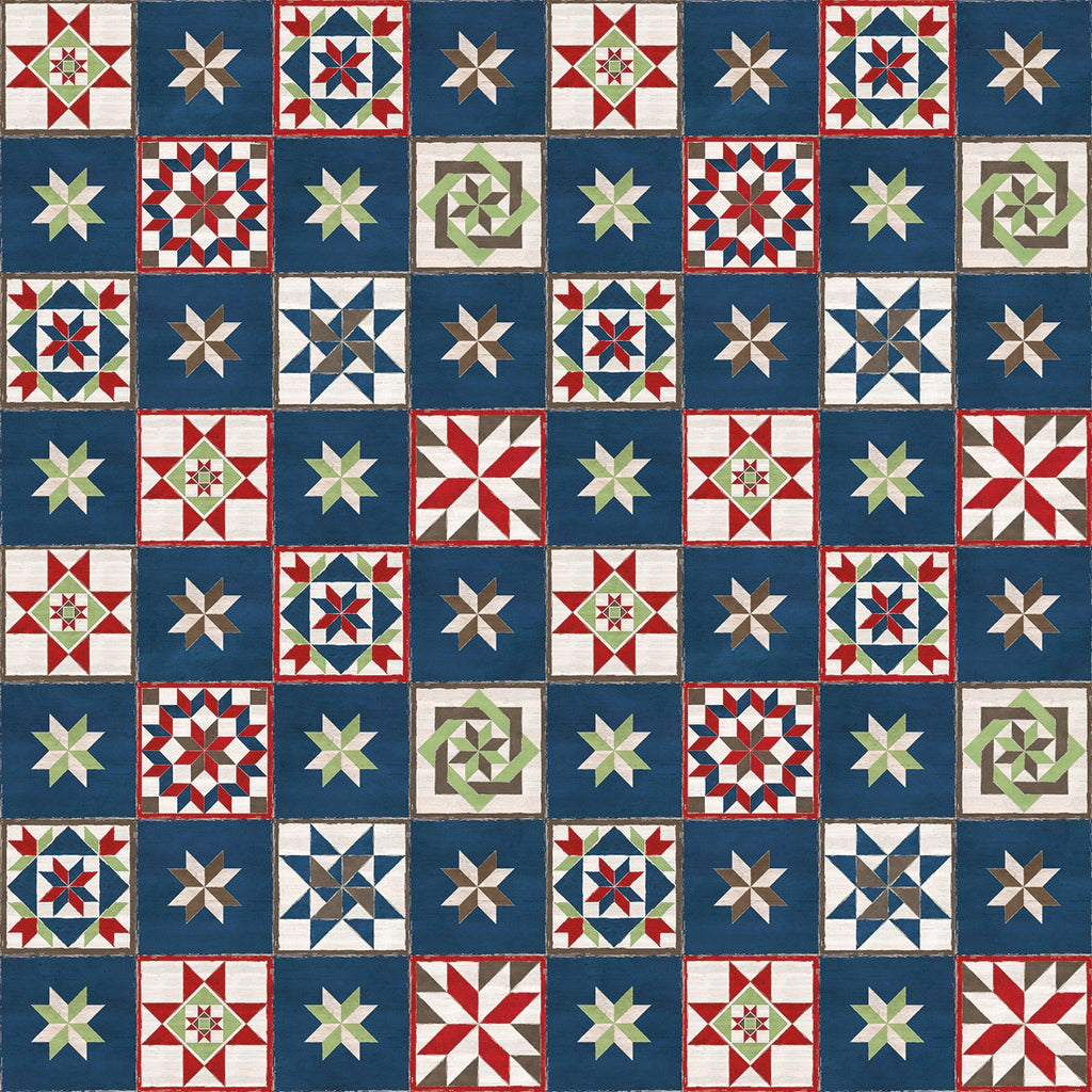 Barn Quilts Quilt Patchwork Block Blue by Tara Reed for Riley Blake Designs C11053R-BLUE