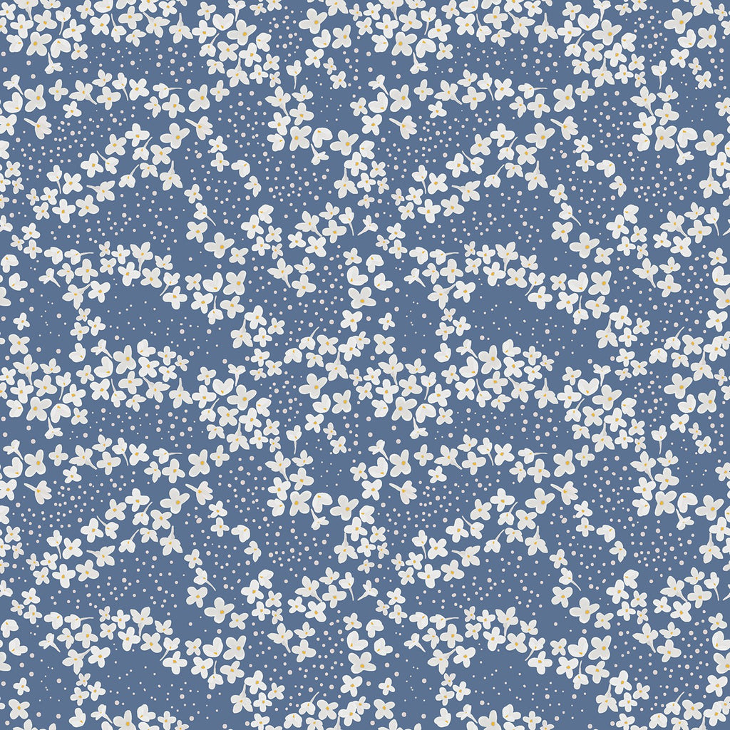 With A Flourish Blossoms Denim by Simple Simon and Company for Riley Blake Designs C12732R-DENIM