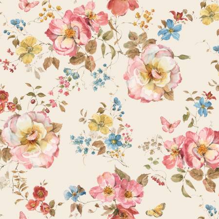 Countryside Main Floral Sand by Lisa Audit for Riley Blake Designs C14530R-SAND