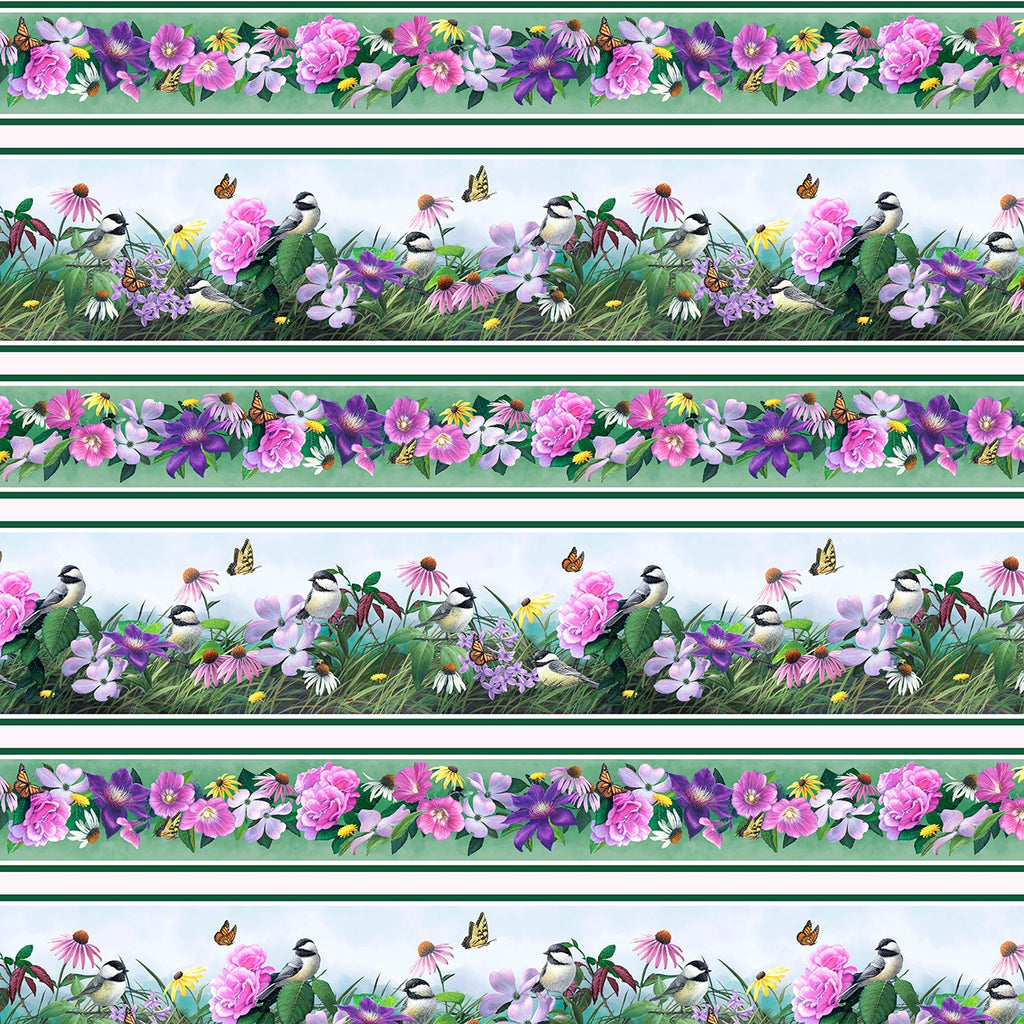 Chickadee Songs Floral Stripe by Larisa Martino
