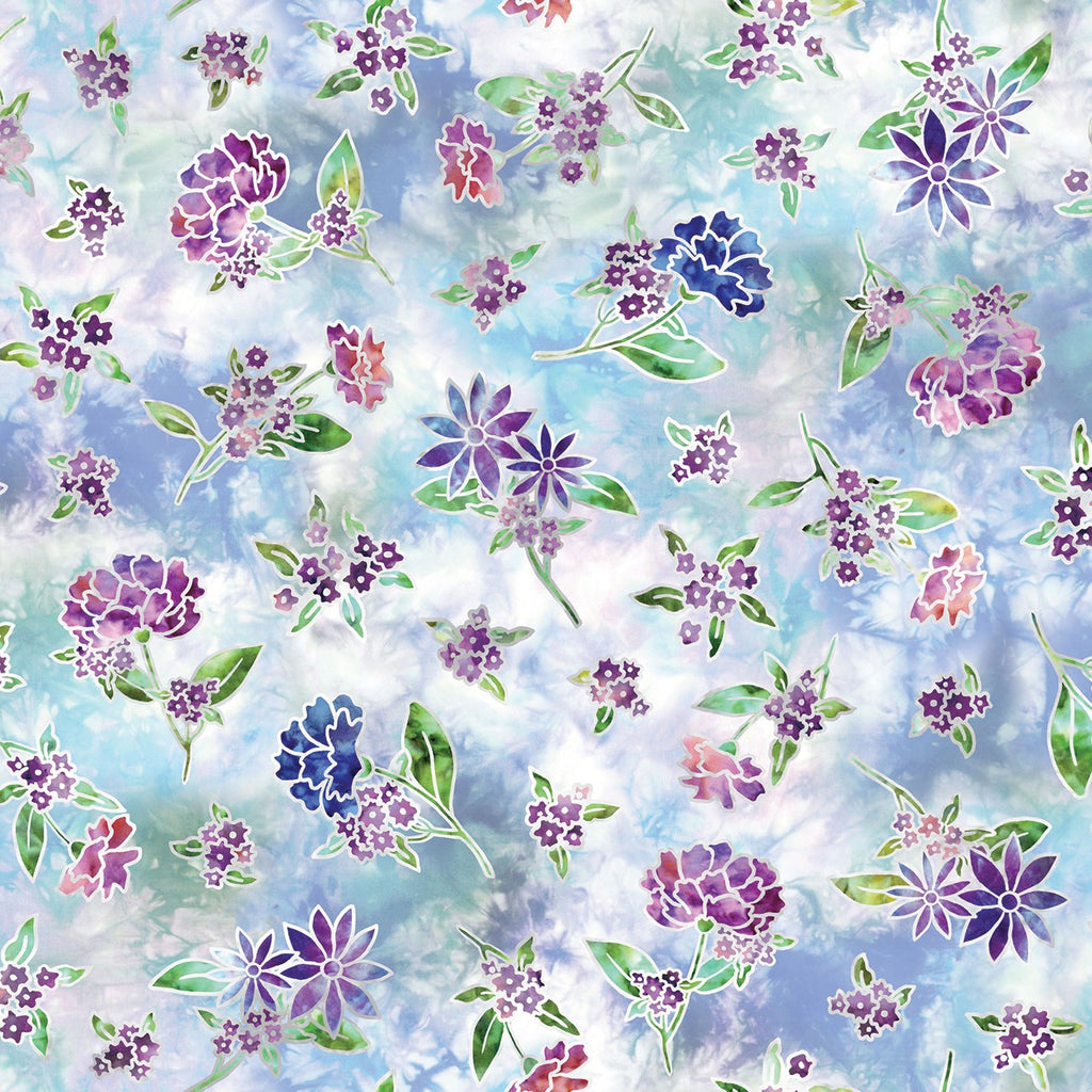 Fire and Ice Blue Tossed Floral from Maywood Studio D10052M-B