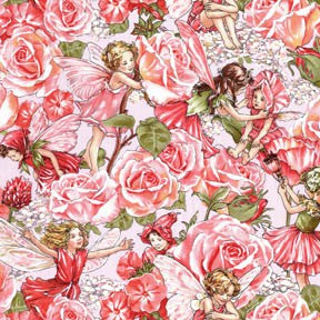 Sweet Garden Fairies Rose by Cicely Mary Barker for Michael Miller 
