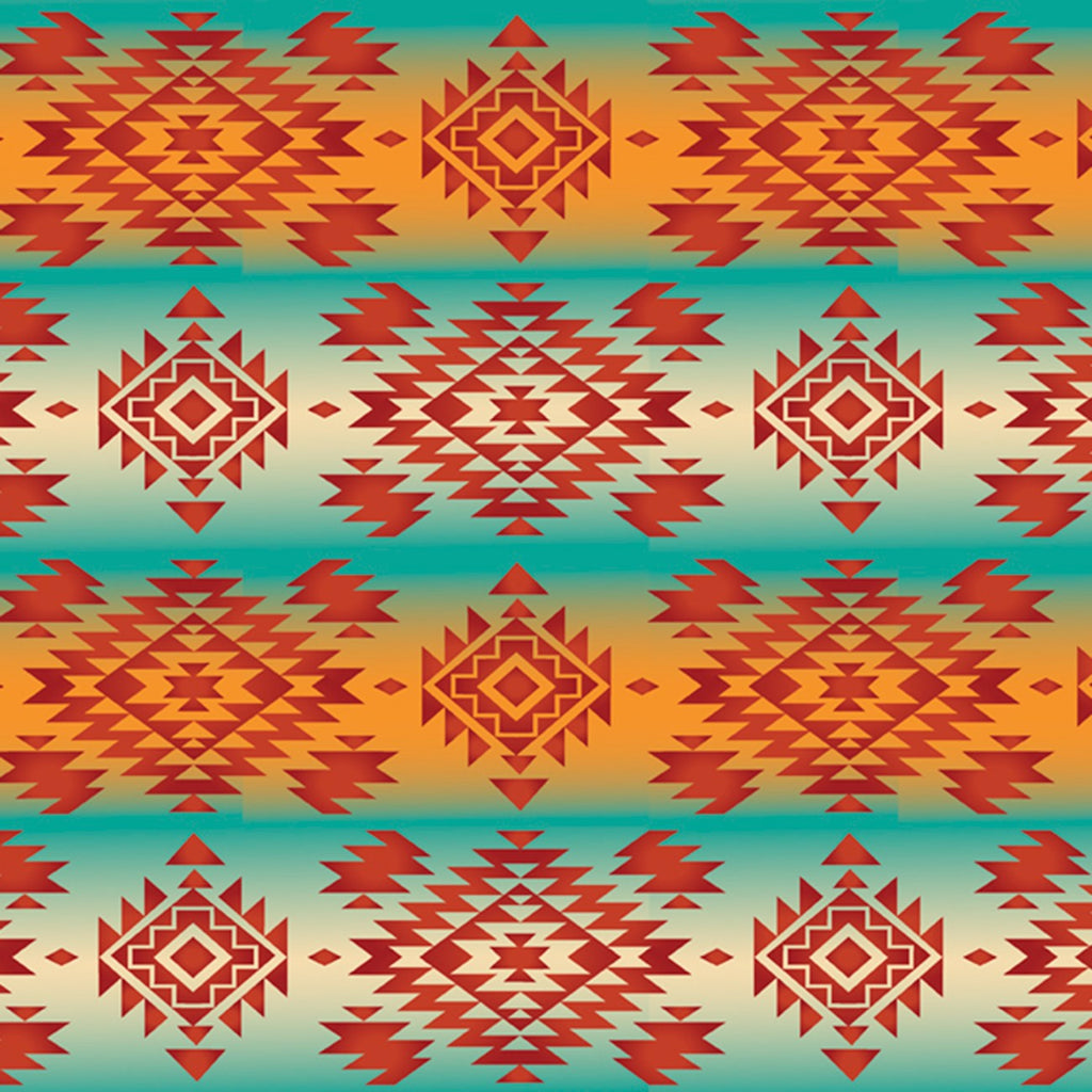 Tribal Mystic Teal Orange by Four Seasons for David Textiles