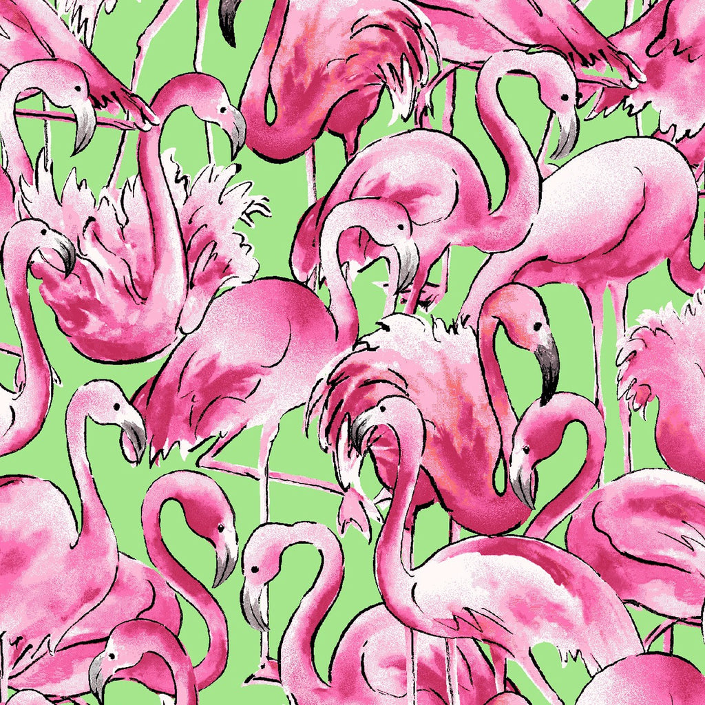 Surfside Flamingos Green from Freckle and Lollie FLSU-D4-G