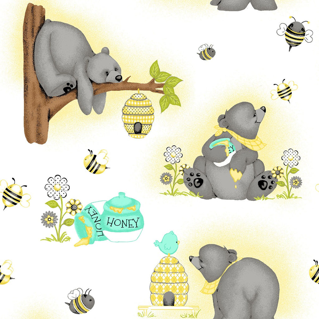 Comfy Flannel Bears & Bees Cream by A.E. Nathan 