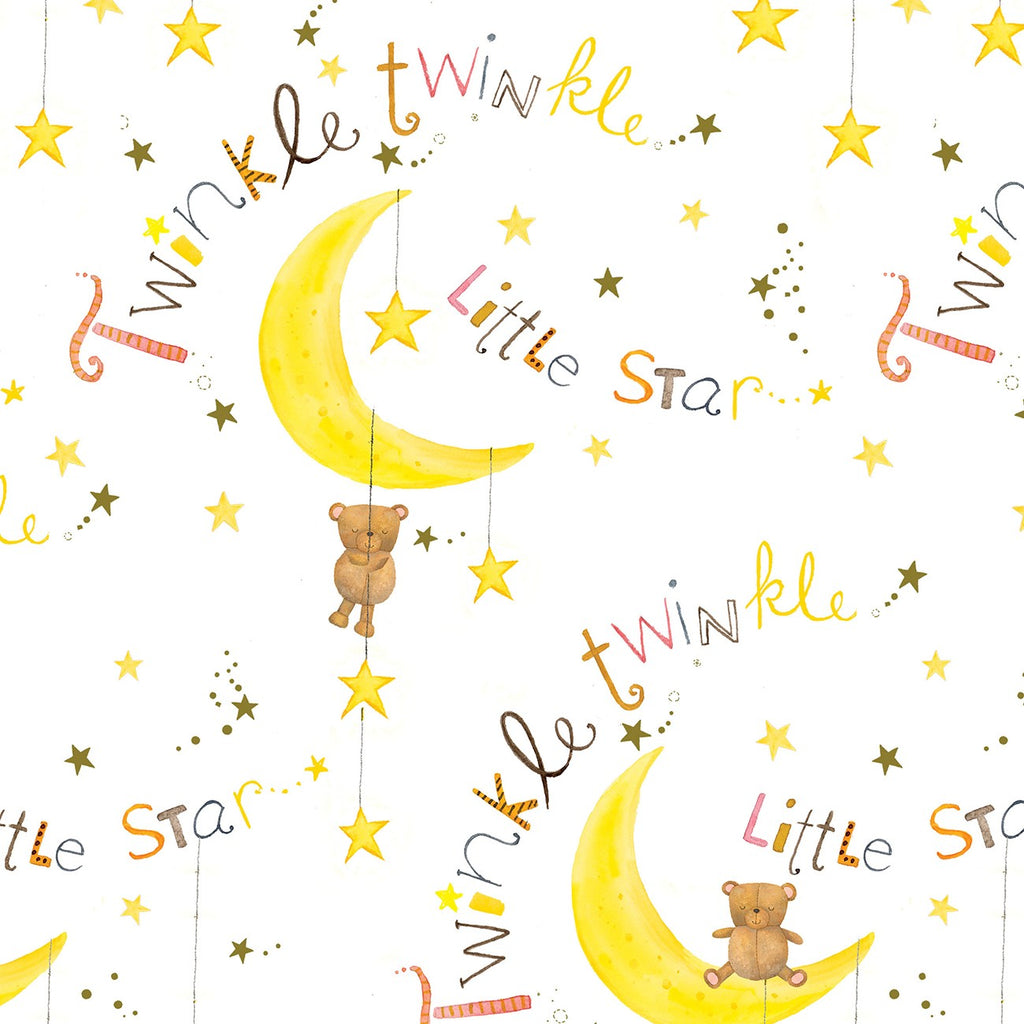 Comfy Flannel Twinkle Little Star White from A.E. Nathan N0955AE-4