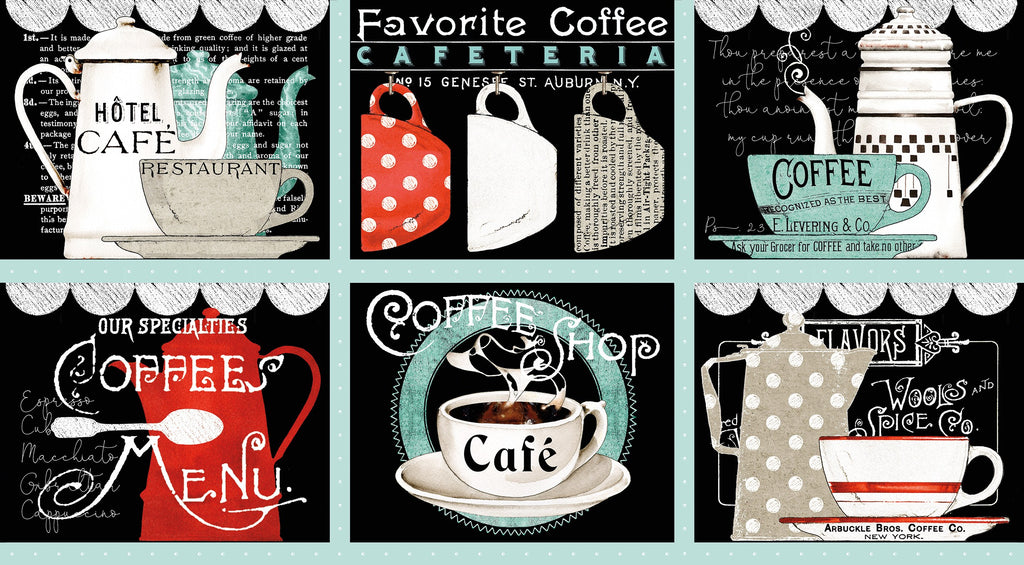 Coffee Chalk Placemat Panel by Janet Wecker-Frisch for Riley Blake Designs P11040R-PANEL
