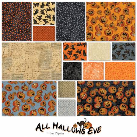 All Hallows Eve 10 Inch Squares Layer Cake 42 pieces by Sue Zipkin for Clothworks