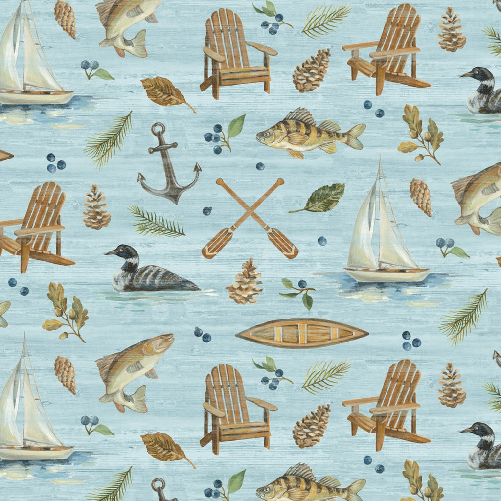 Lakeside Retreat Aqua by David Textiles 