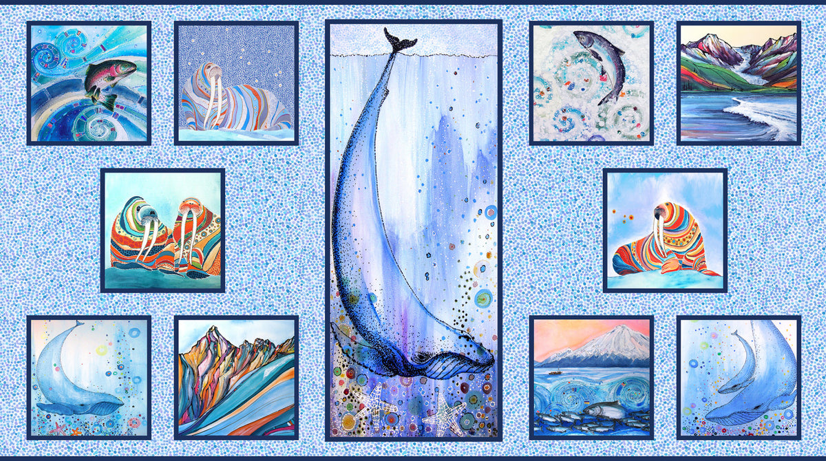 Wild Waters Alaskan Sea Life Panel by Dawn Gerety for P and B Textiles ...