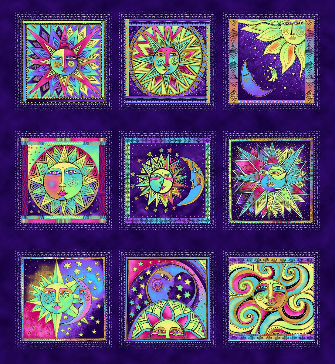 Magic Panel Texture Celestial Magic Panel Dark Purple with Metallic by Laurel Burch for Cl ...