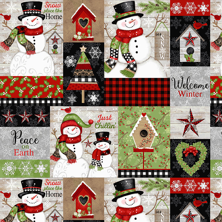 Snow Place Like Home Flannel Patchwork by Sharla Fults for Studio E Fabrics F5701-98